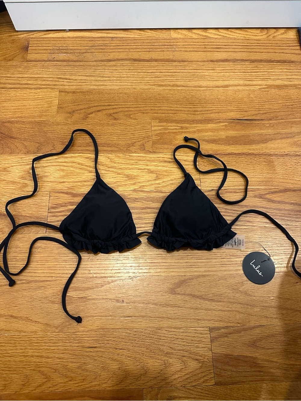 Lulu's Black Ruffle Triangle Bikini Top